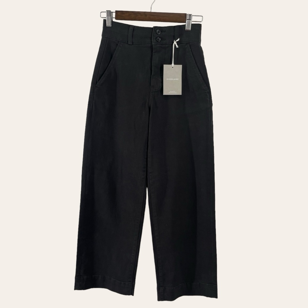 Everlane The Twill Wide Leg Pant in Black